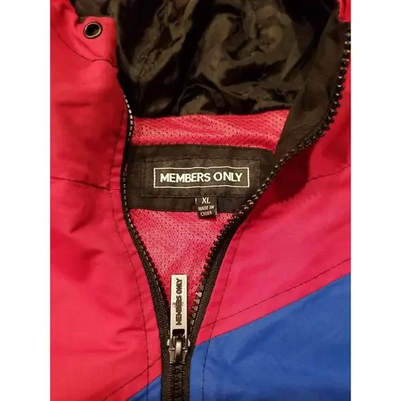 Members Only Men XL Tracksuit Color Block Lined Windbreaker Jacket Hood Vintage - Picture 7 of 16